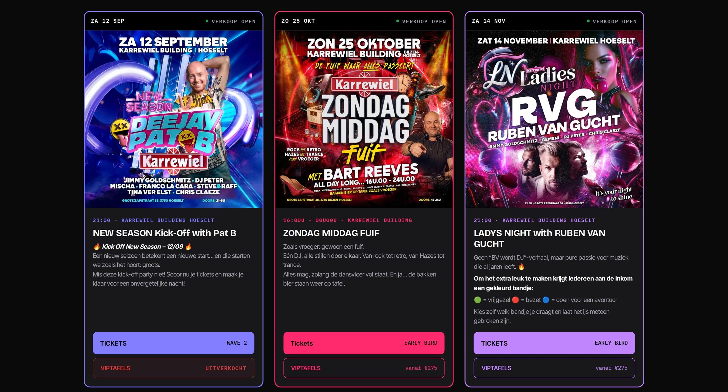 Het ticketplatform van RetroLegendz, gebouwd door Goldschmitz